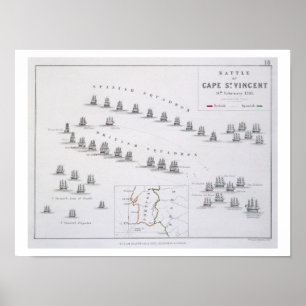 Planera av striden av uddSt. Vincent, 14th Febru Poster