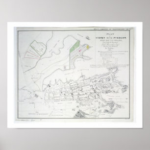 Planera av Sydney med Pyrmont, New South Wales, Poster