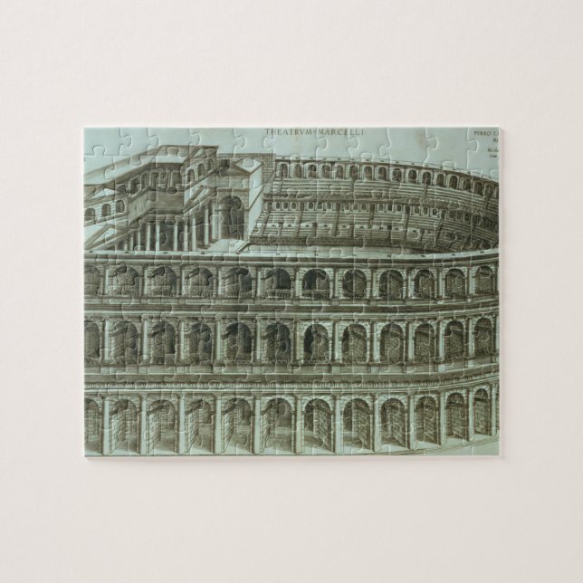 Planera av theatren av Marcellus, Rome, engr 1558 Pussel (Horisontell)