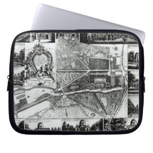 Planera av trädgården och beskåda av husen på laptop sleeve