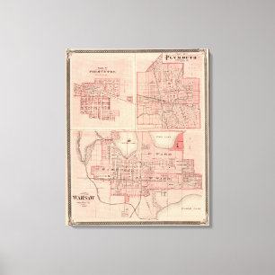 Planera av Warsaw med Pierceton, Plymouth Canvastryck