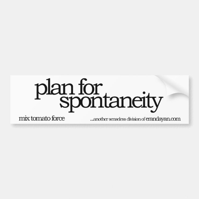 planera för spontaneity bildekal (Framsidan)