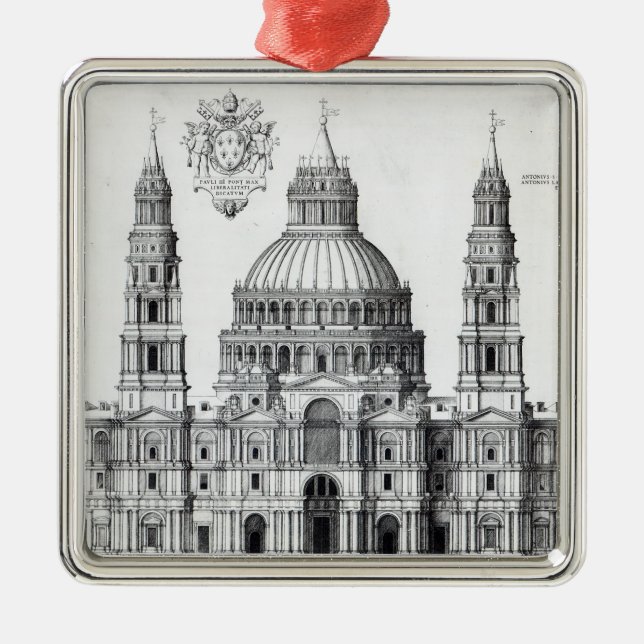 Planera för St Peter, Rome, 1539 Julgransprydnad Metall (Framsidan)