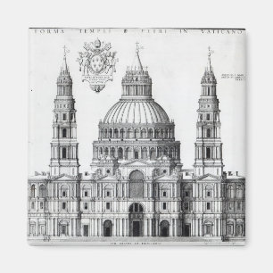 Planera för St Peter, Rome, 1539 Magnet