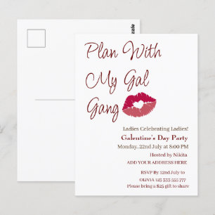 Planera med min Gal Gang Personalized Galentines d Vykort