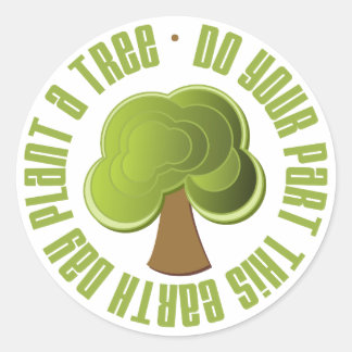 Planerar ni en Träd-dag på jordtid? Runt Klistermärke