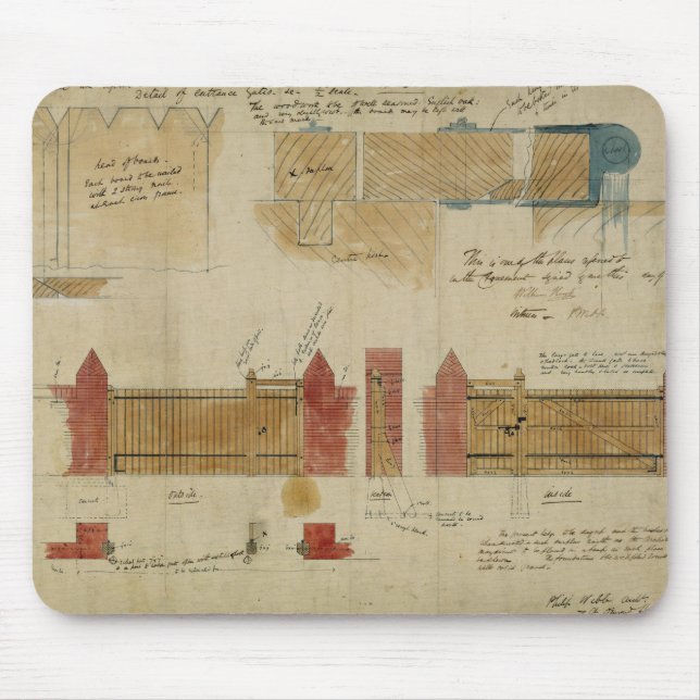 Planerar och höjder för det röda huset, Bexley Hea Musmatta (Framsidan)