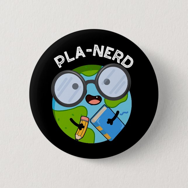 Planerd Roliga Planet Puns Mörk BG Knapp (Framsida)