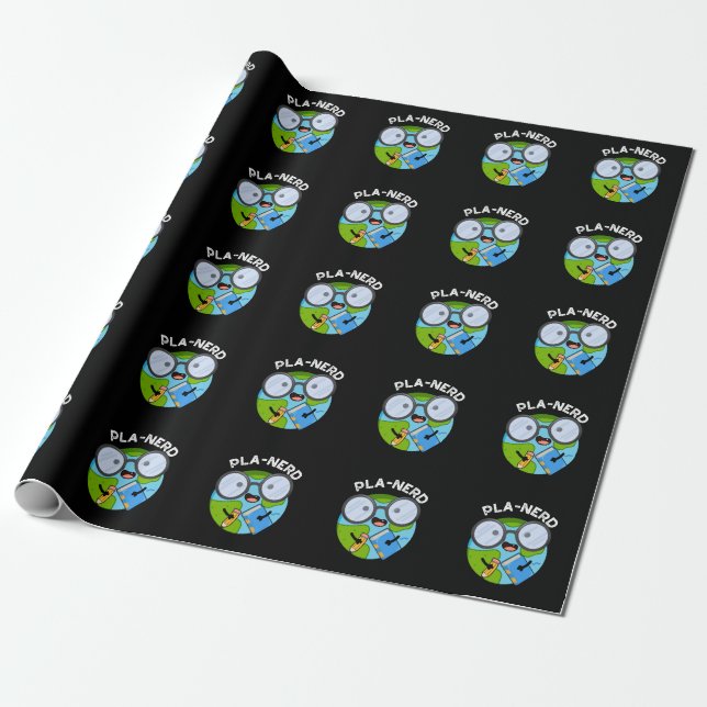 Planerd Roliga Planet Puns Mörk BG Presentpapper (Utrullad)