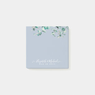 Planering av Dusty Blue Eucalyptus Greenery BRÖLLO Post-it Block