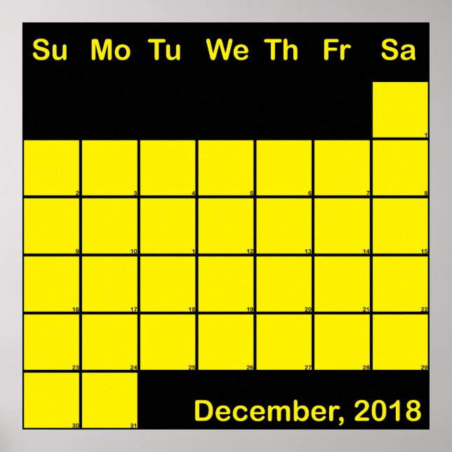 Planeringskalender för december 2017, stor poster (Framsidan)