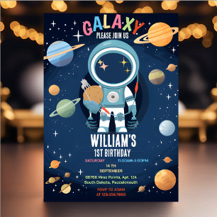 Planet Alien Stars Space galaxy 1st Birthday Inbjudningar