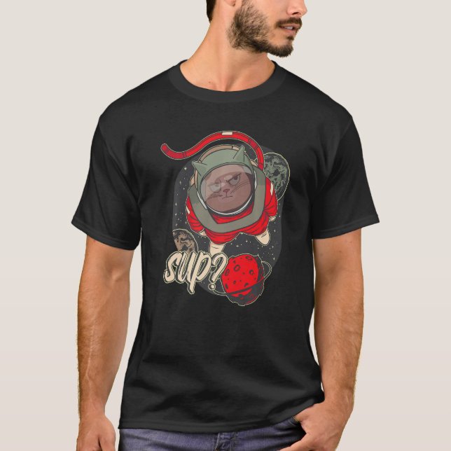 Planet Astronaut Space Cat Kids Astrology T Shirt (Framsida)