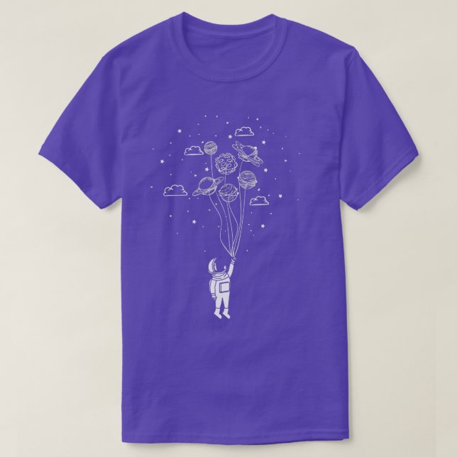 Planet Balloons Stars Clouds Rymden Astronaut T Shirt (Design framsida)