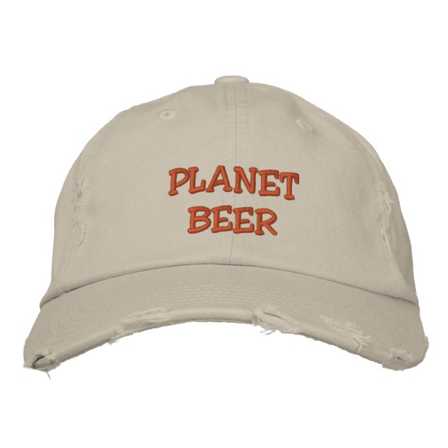 Planet Beer Distress Cap (stene) Broderad Keps (Framsida)