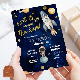 Planet Boy Space 1:a Resa runt Sol-födelsedagen Inbjudningar