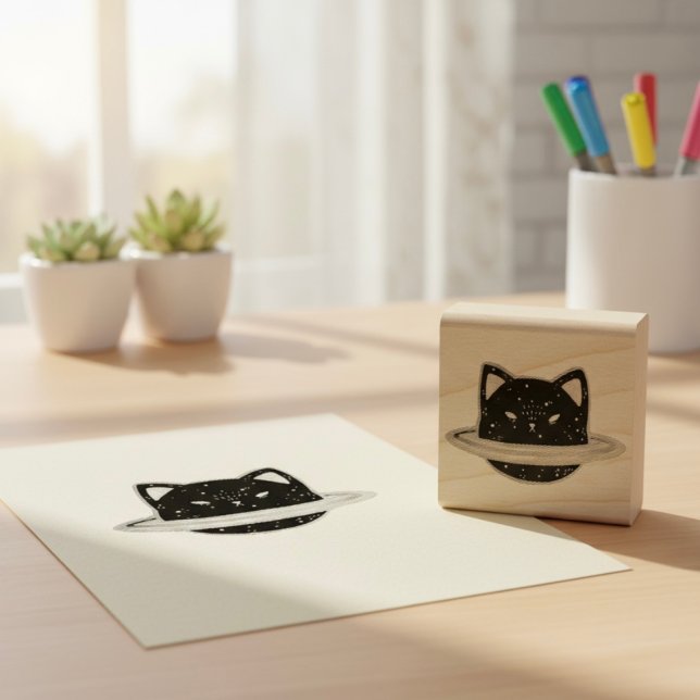 Planet Cat Rubber Frimärke Stämpel (Skapare uppladdad)