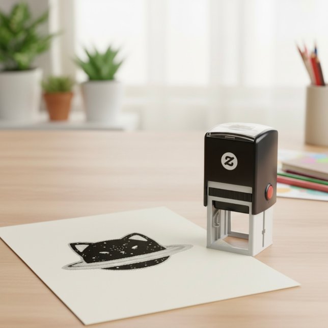 Planet Cat Self-Inking Frimärke Självfärgande Stämpel (Skapare uppladdad)