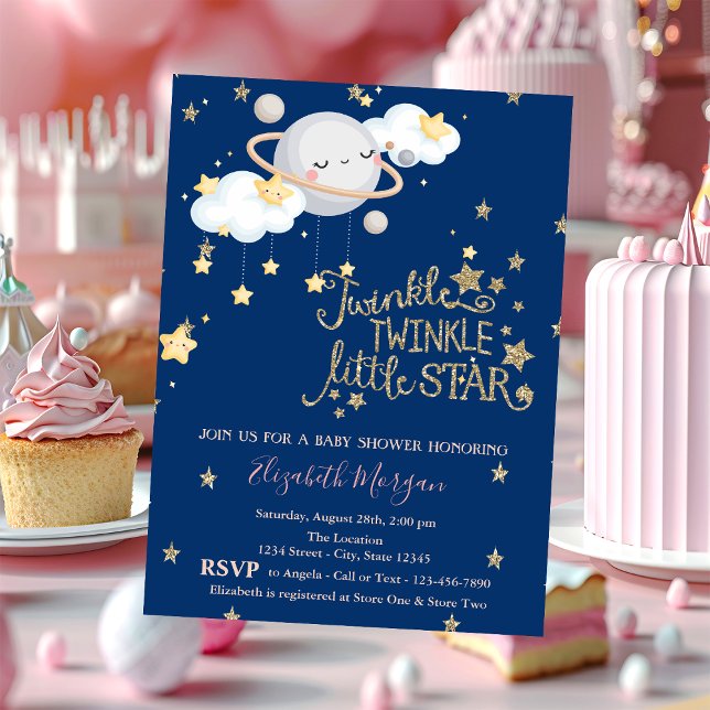 Planet,Clous,StarsTwinkle Baby Shower Inbjudningar (Skapare uppladdad)