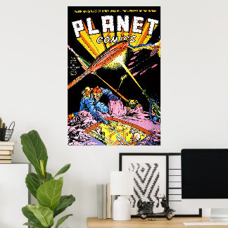 Planet Comics Laser Attack Sci-Fi Antika Serietidn Poster