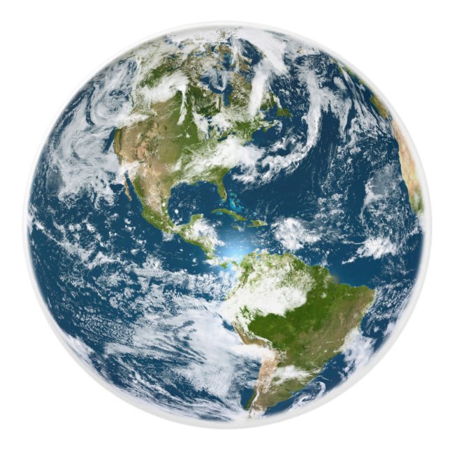 Planet Earth Blue & Grönt Globe, sett från rymden Knopp (Framsidan)