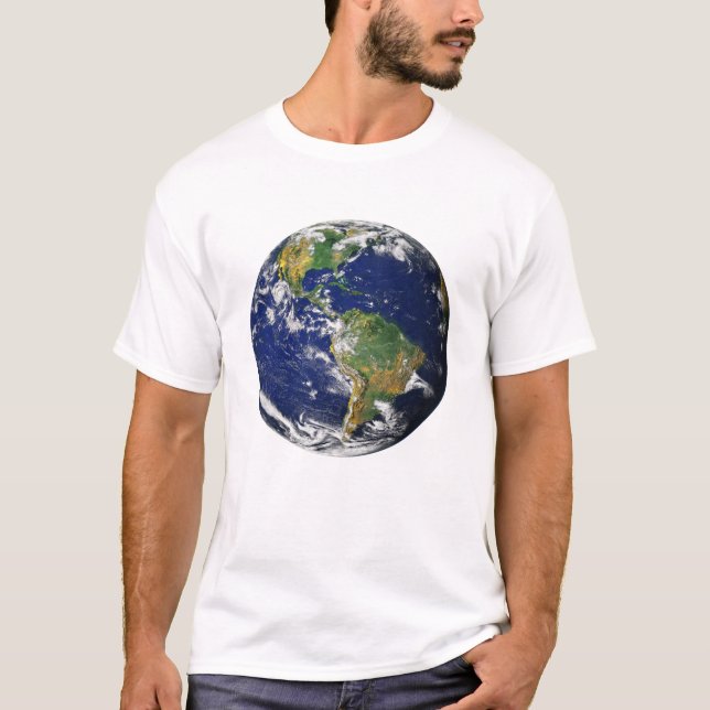 Planet Earth - Blue Marble (Amerika) T-Sh T Shirt (Framsida)