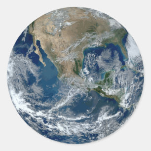 Planet Earth från Rymden med moln Runt Klistermärke
