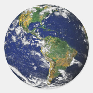 PLANET EARTH FRÅN SPACE-STÖRKARE RUNT KLISTERMÄRKE