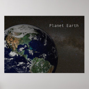 Planet Earth i Milky Way Poster