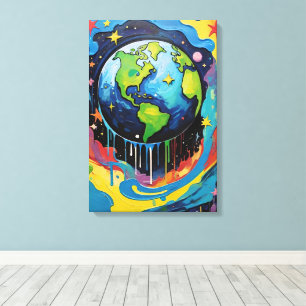 Planet Earth-målardropp Canvastryck