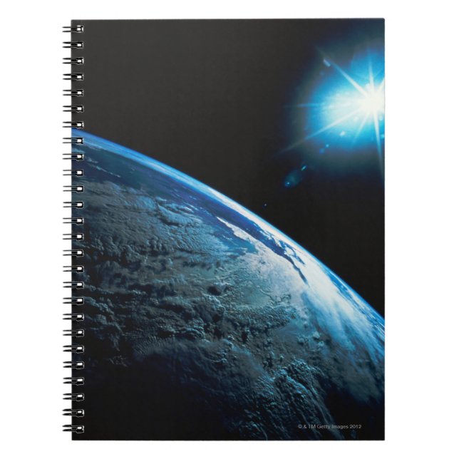 Planet Earth och Star från rymden Anteckningsbok Med Spiral (Framsidan)
