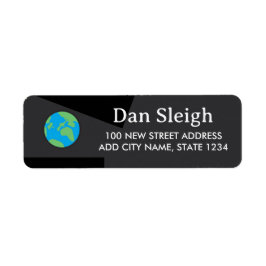 Planet Earth på svart Returadress Etikett