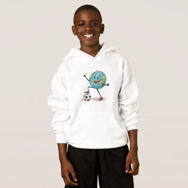Planet Earth playing soccer T Shirt (Hel framsida)
