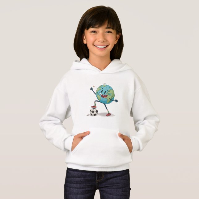 Planet Earth playing soccer T Shirt (Hel framsida)