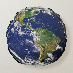 Planet Earth Round Pillows Rund Kudde