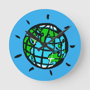 Planet Earth Rund Klocka