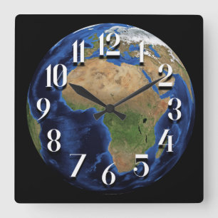 Planet Earth Satellite Image of Afrika Wall Clock Fyrkantig Klocka