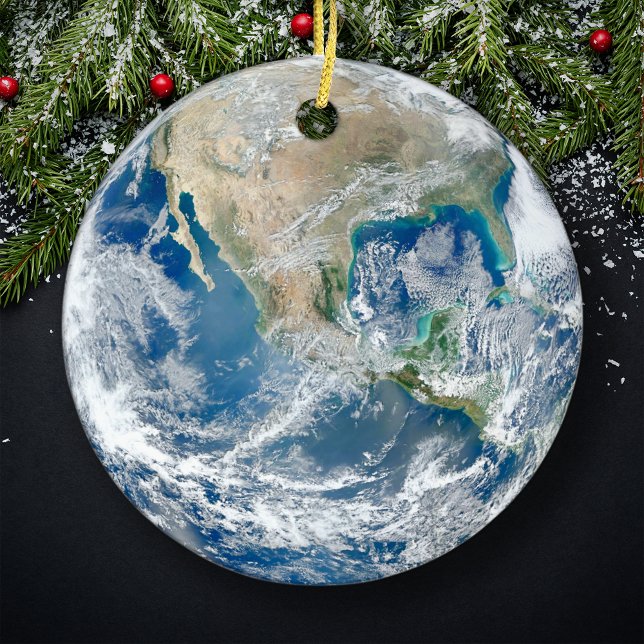 Planet Earth, USA och Mexiko, Julgran Julgransprydnad Keramik (Skapare uppladdad)