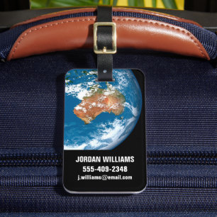 Planet Earth visar moln över Australien. Bagagebricka