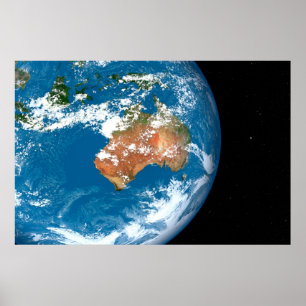 Planet Earth visar moln över Australien. Poster