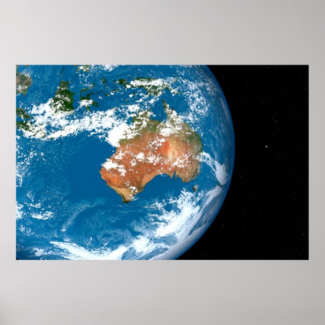 Planet Earth visar moln över Australien. Poster (Framsidan)