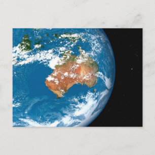 Planet Earth visar moln över Australien. Vykort