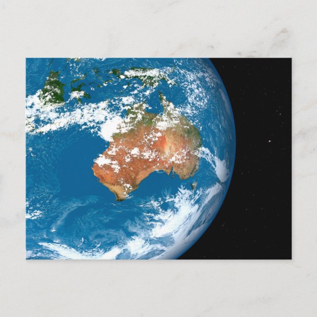 Planet Earth visar moln över Australien. Vykort (Framsida)