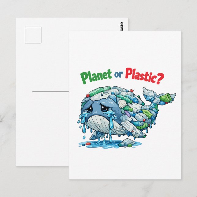 Planet eller plast? Rädda valen. Vykort (Fram/baksida)