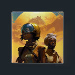 Planet Explorers Afrofuturistic Science fiction Knapp<br><div class="desc">Fantasy Art products by The Lunarium.</div>