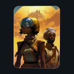 Planet Explorers Afrofuturistic Science fiction Magnet<br><div class="desc">Fantasy,  Sci-fi & Horror art av Lunarium.</div>