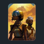 Planet Explorers Afrofuturistic Science fiction Magnet<br><div class="desc">Fantasy,  Sci-fi & Horror art av Lunarium.</div>