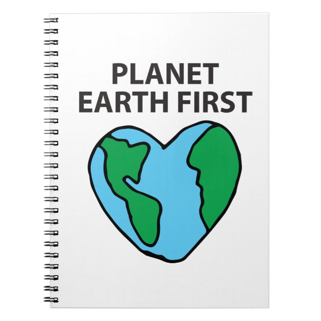 Planet First Ecogood Icon Lycklig Earth Clipart Anteckningsbok (Framsidan)