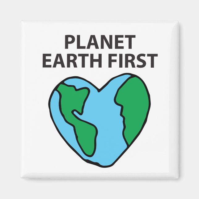 Planet First Ecogood Icon Lycklig Earth Clipart Magnet (Framsidan)