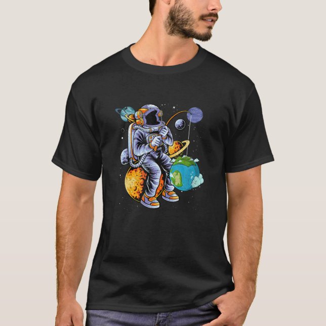 Planet Fishing Rymden Kids Science Fisherman T Shirt (Framsida)